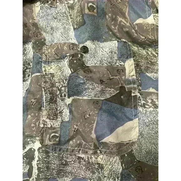 Vintage 80's Chivalry Silk Shirt Men's Size Large Abstract Long Sleeve Button Up - Picture 9 of 9